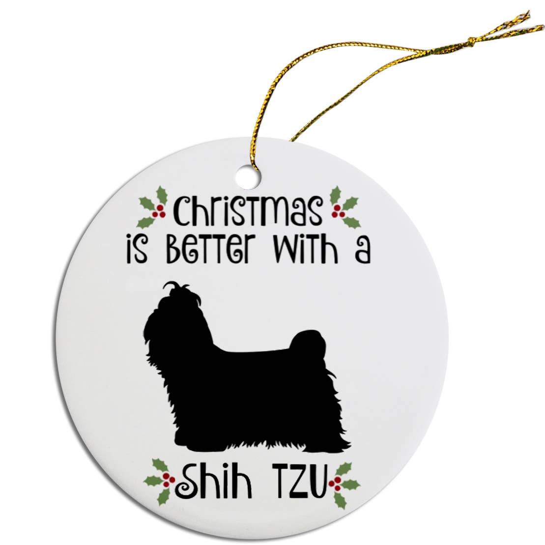 Shih Tzu Round Christmas Ornament