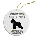 Miniature Schnauzer Round Ceramic Christmas Ornament