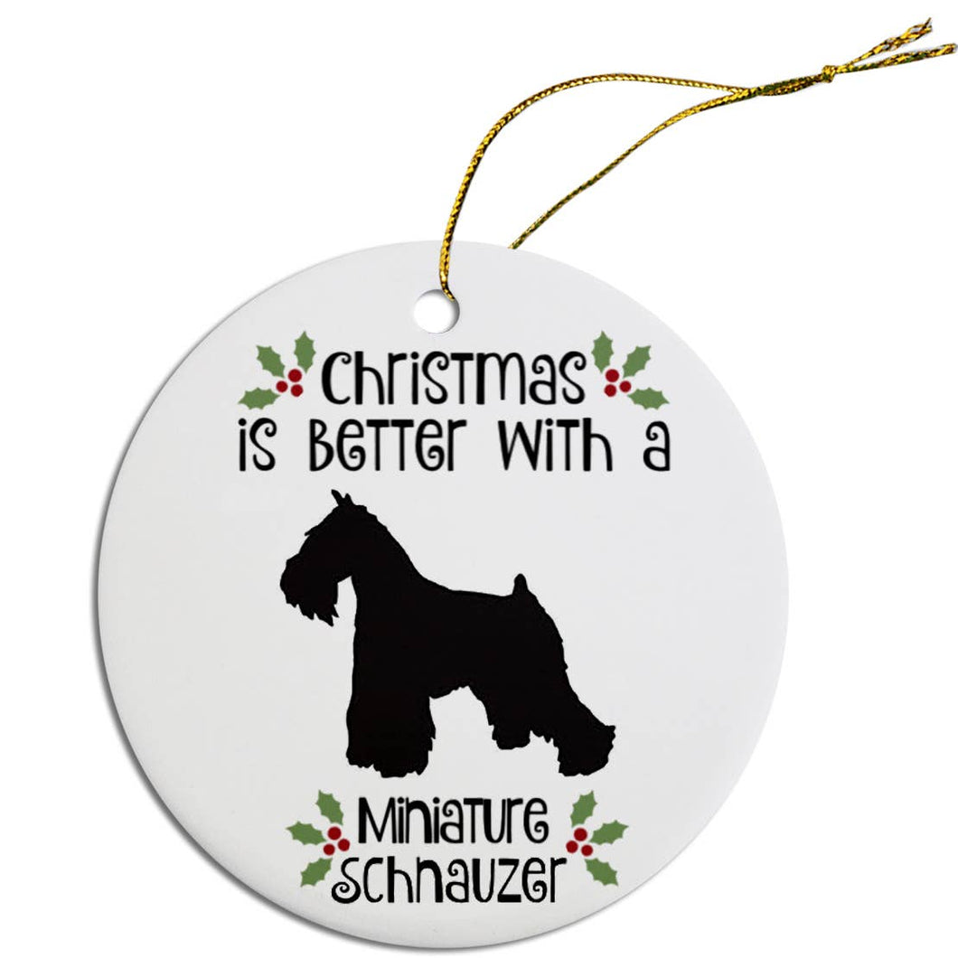 Miniature Schnauzer Round Ceramic Christmas Ornament