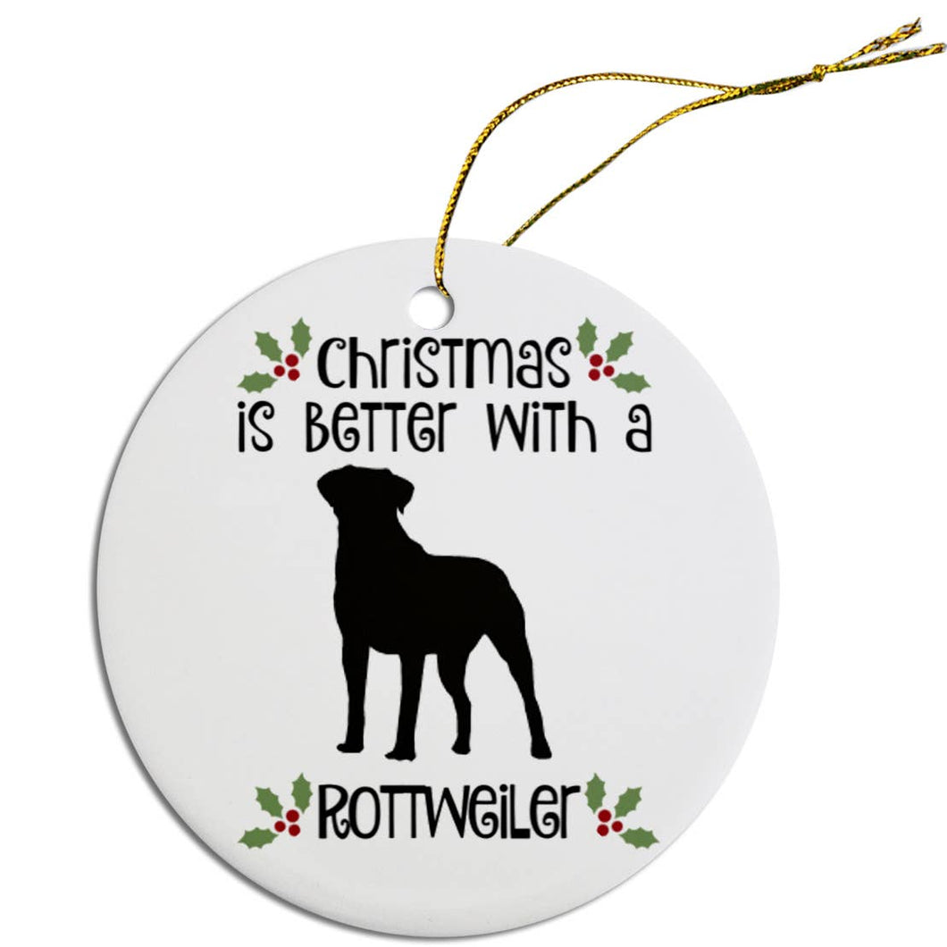 Rottweiler Round Ceramic Christmas Ornament
