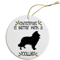 Collie Round Ceramic Christmas Ornament