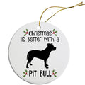 Pit Bull Round Ceramic Christmas Ornament