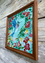 Load image into Gallery viewer, Hummingbird #17 Beautifully framed. Original reclaimed wood painting.
