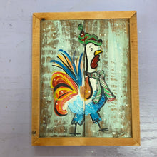 Load image into Gallery viewer, Christmas Rooster original artwork on  reclaimed wood
