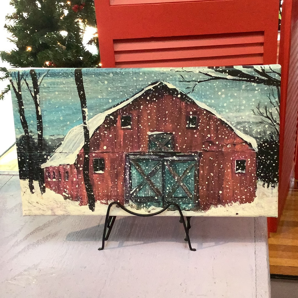Winter Barn.  8” x 14” canvas print