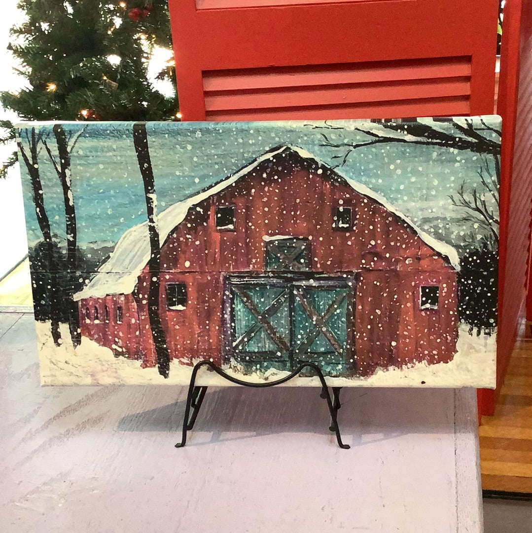 Winter Barn.  8” x 14” canvas print
