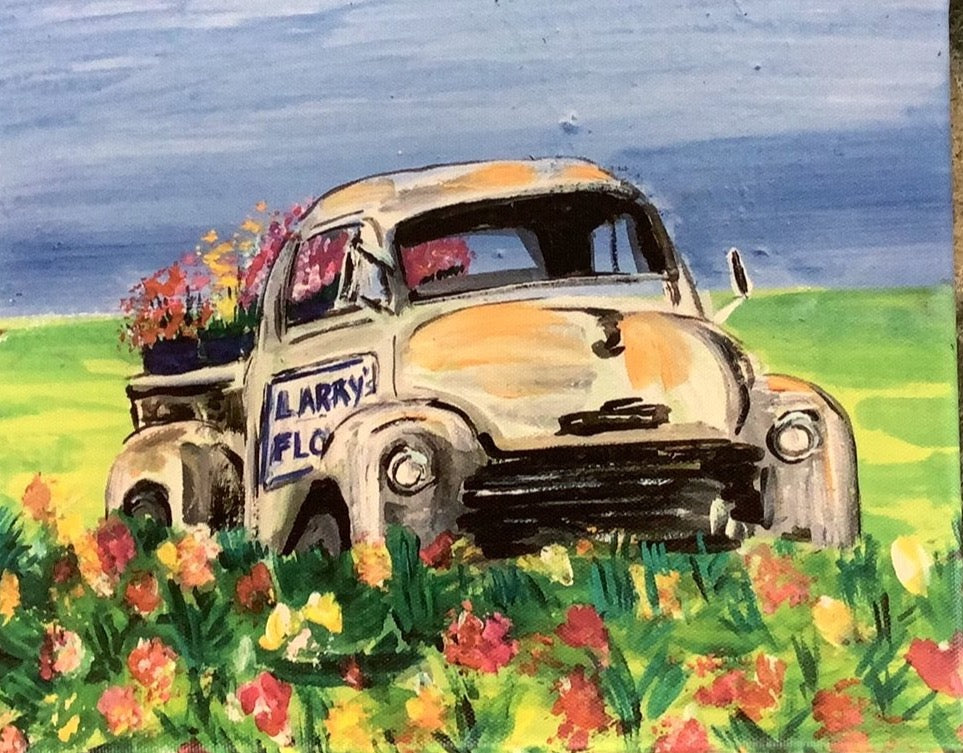 Flower Truck.  8” x 10” canvas print