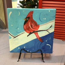 Load image into Gallery viewer, Winter Cardinal 8” x 8” canvas print
