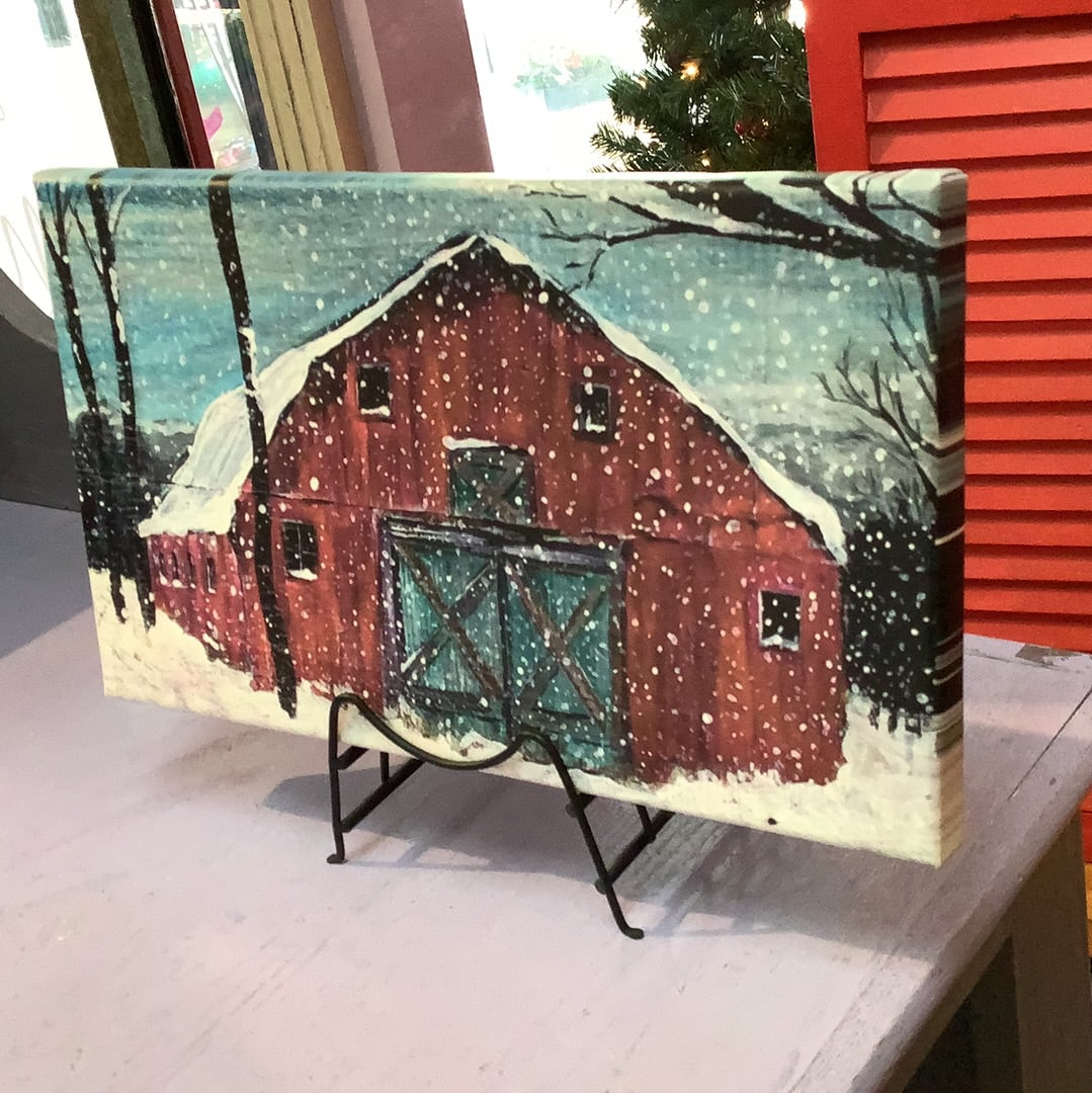 Winter Barn.  8” x 14” canvas print
