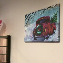 Load image into Gallery viewer, Red Truck with Tree. 16x 24” canvas print
